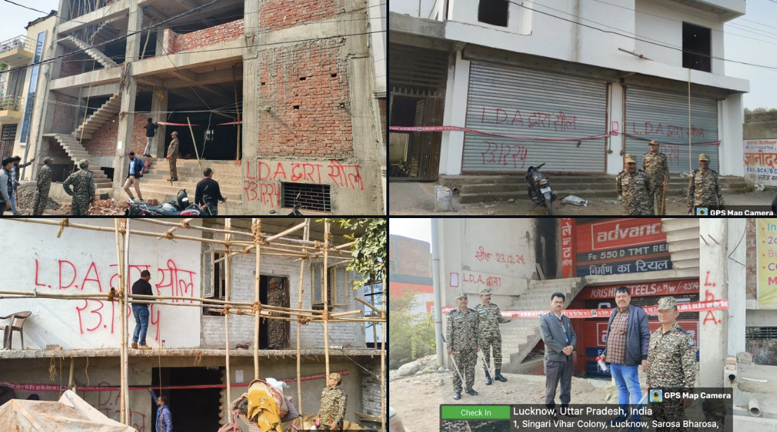 LDA seals five under-construction buildings in Aliganj, Madiyanv and Para, construction was being done without getting the map passed - LDA SEALED 5 BUILDINGS